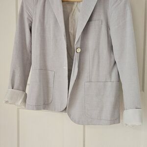 Light Grey Tailored Blazer Size 0 Classic Chic Minimal Capsule Wardrobe